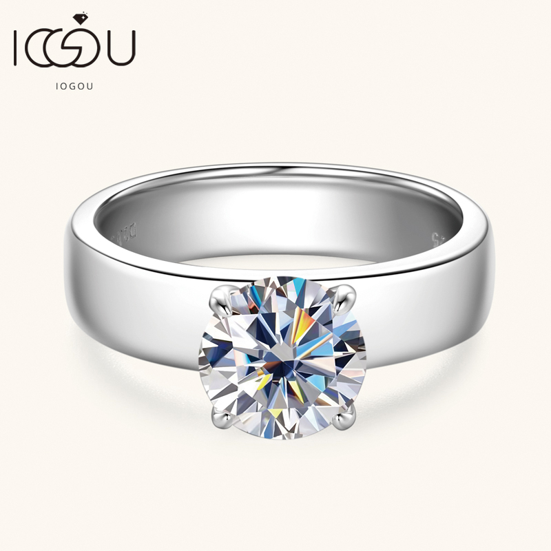 IOGOU 2 Karat 8.0mm D VVS1 Moz - Moissanite Engagement Ring 2 Carat D Vvs1 incelemesi ve fiyatı