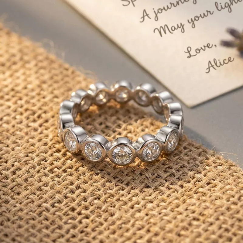Gica Gema S925 Gümüş Moissanit - Moissanite Eternity Band Ring Stackable incelemesi ve fiyatı
