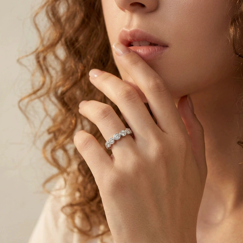Gica Gema S925 Gümüş Moissanit - Moissanite Eternity Band Ring Stackable incelemesi ve fiyatı