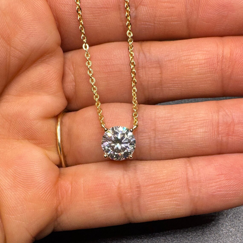 Rrjzz 0.5-5CT Mozanit Kolye Ko - Moissanite Pendant Necklace Solitaire incelemesi ve fiyatı