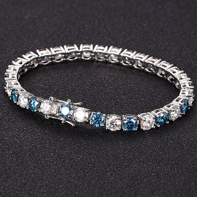 NeeTim Mavi ve Beyaz Moissanit - Moissanite Tennis Bracelet 925 Sterling incelemesi ve fiyatı