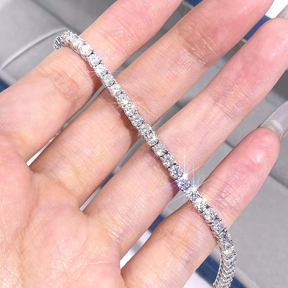 3mm 4mm Mozanit Tenis Bilezikl - Moissanite Tennis Bracelet 925 Sterling incelemesi ve fiyatı