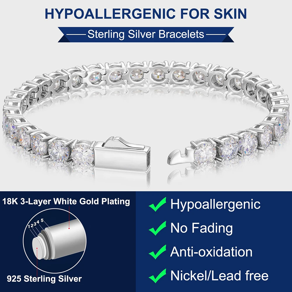 3mm 4mm Mozanit Tenis Bilezikl - Moissanite Tennis Bracelet 925 Sterling incelemesi ve fiyatı