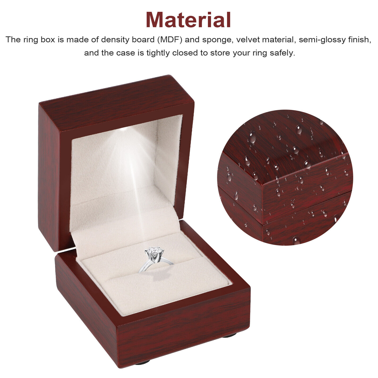 1 adet LED Işıklı Ahşap Yüzük  - Velvet Ring Box Led Light Proposal incelemesi ve fiyatı