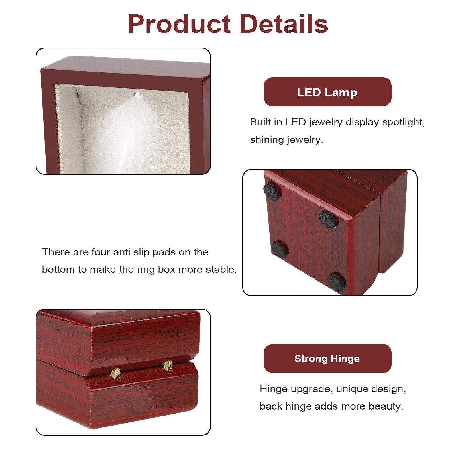1 adet LED Işıklı Ahşap Yüzük  - Velvet Ring Box Led Light Proposal incelemesi ve fiyatı